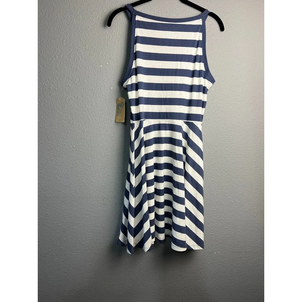 Thereabouts Girls XL 18.5 Plus Navy Blue White Striped Fit Flare Dress NEW
